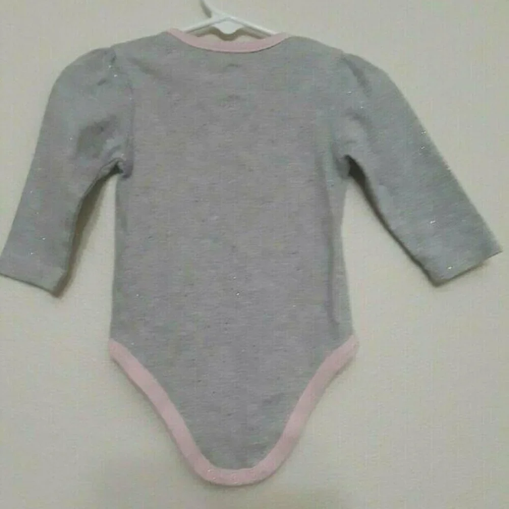 John Deere Gray and Pink Baby Onesie